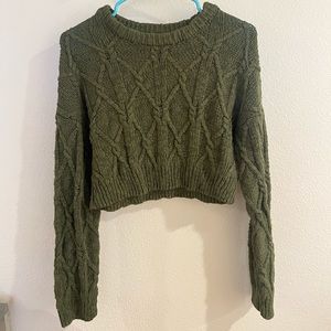 Urban Outfitters Army Green Cropped Sweater